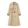 Women's Mid Length British Trench Coat Elegant Winter Fashion Classic