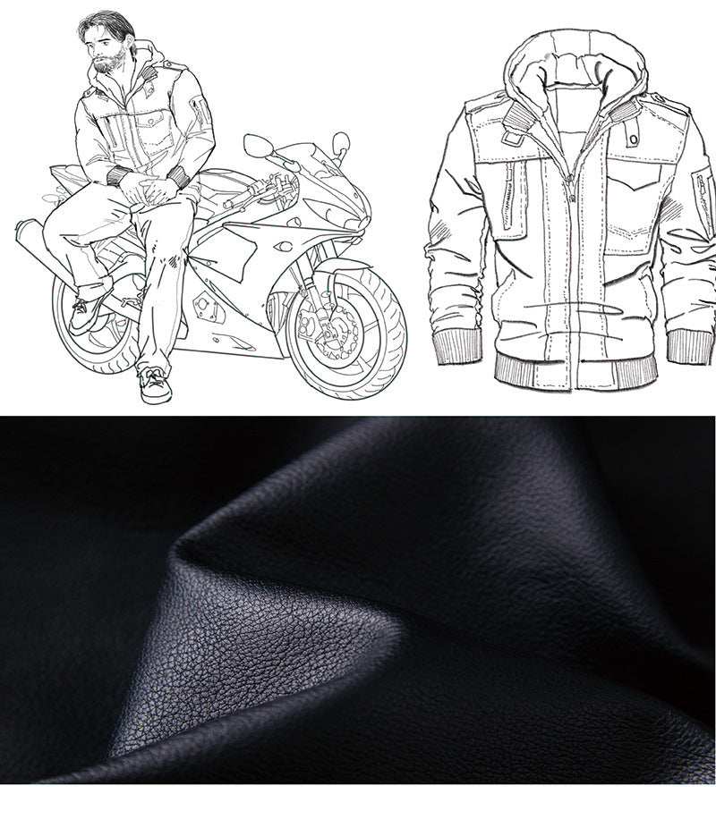 Men's Vintage Hooded Leather Jacket with Soft Velvet Lining Style