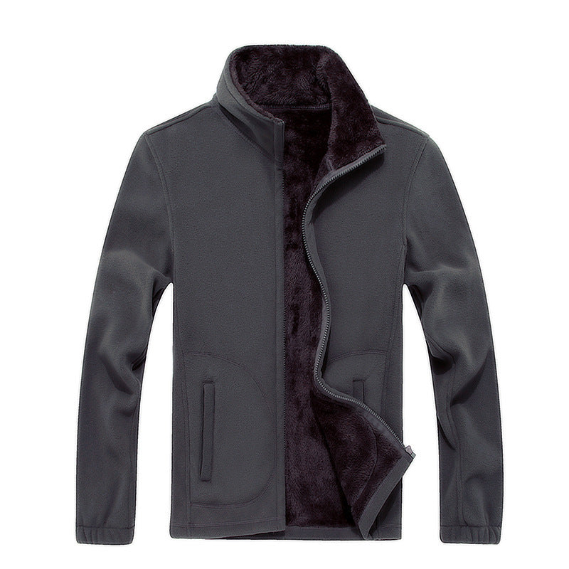 Men's Warm Fleece Cardigan Jacket Formal Coat With Fur Lining