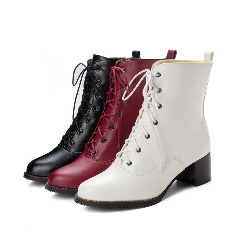 Women’s Stylish Chunky Heel Low Martin Boots for All Seasons