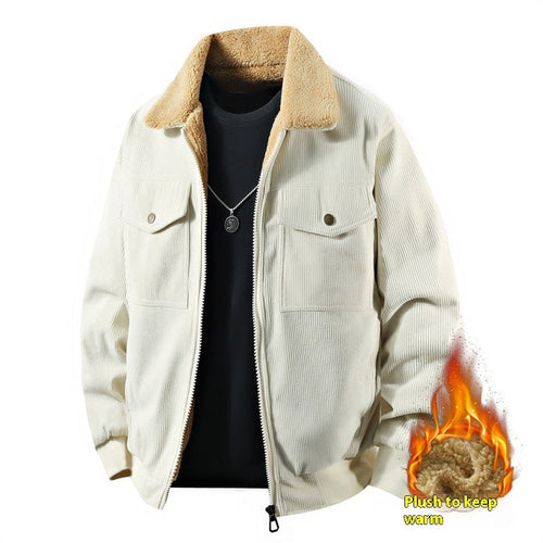 Men's Corduroy Fleece Coat for Warmth Comfort and Casual Style