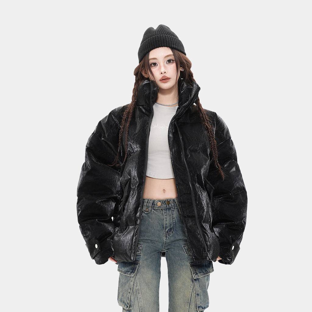 Women's Cotton Padded Thick Thermal Stand Collar Puffer Jacket