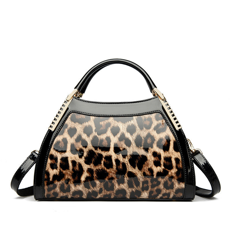 Women's Large Capacity Retro Glossy Crocodile Pattern Handbag