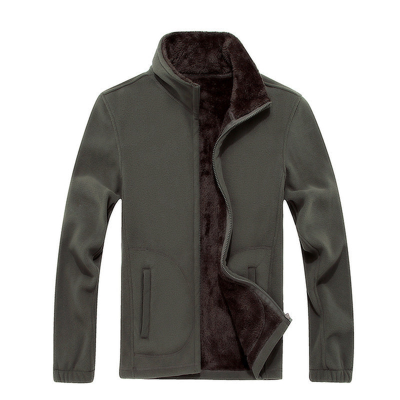 Men's Warm Fleece Cardigan Jacket Formal Coat With Fur Lining
