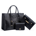 Women's Crocodile Pattern Pu Leather Three Piece Handbag Set