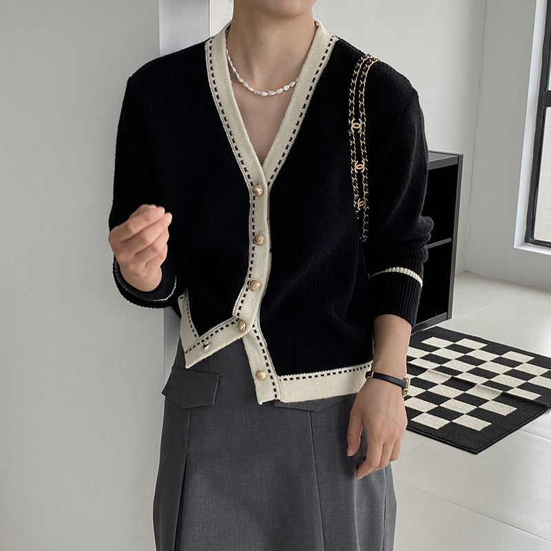 Women's Loose V-Neck Knitted Slimming Bedford Cord Sweater