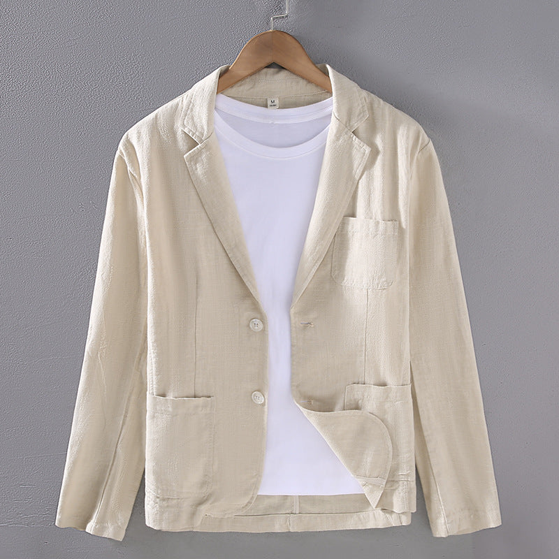 Men's Ramie Casual Suit Jacket for Smart Spring and Autumn Style