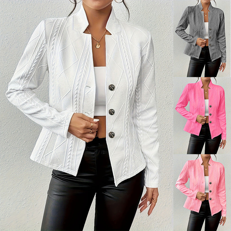 Women's Stand Collar Single Breasted Slim Fit Office Blazer