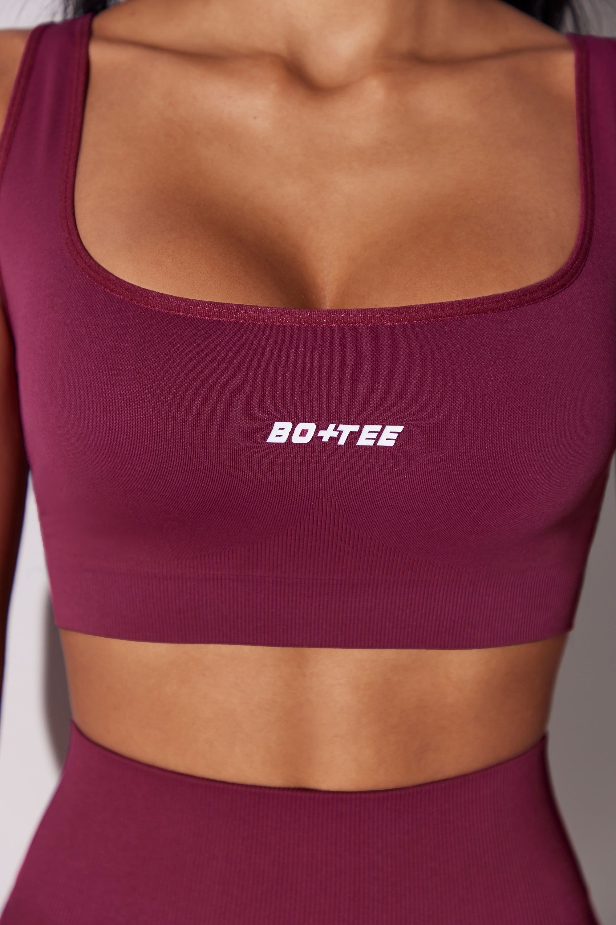 Ardour - Open Back Square Neck Sports Bra in Plum