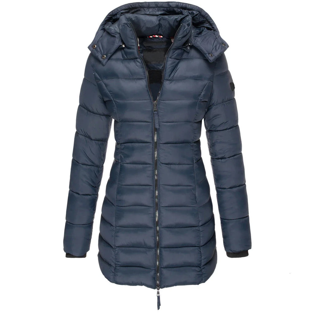 Women's Hooded Padded Cotton Long Sleeve Winter Parka Jacket