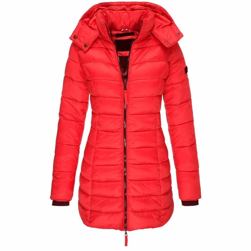 Women's Hooded Padded Cotton Long Sleeve Winter Parka Jacket