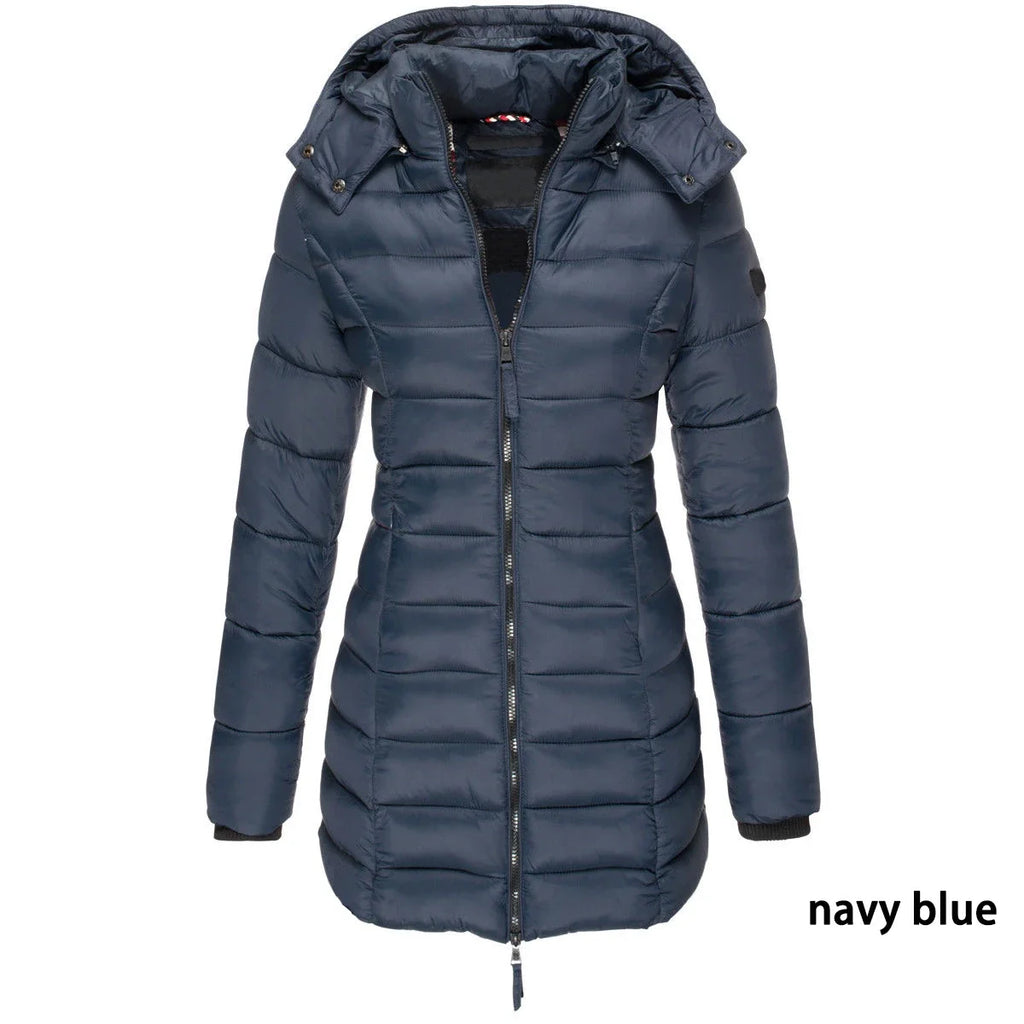 Women's Hooded Padded Cotton Long Sleeve Winter Parka Jacket