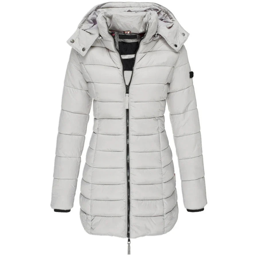 Women's Hooded Padded Cotton Long Sleeve Winter Parka Jacket