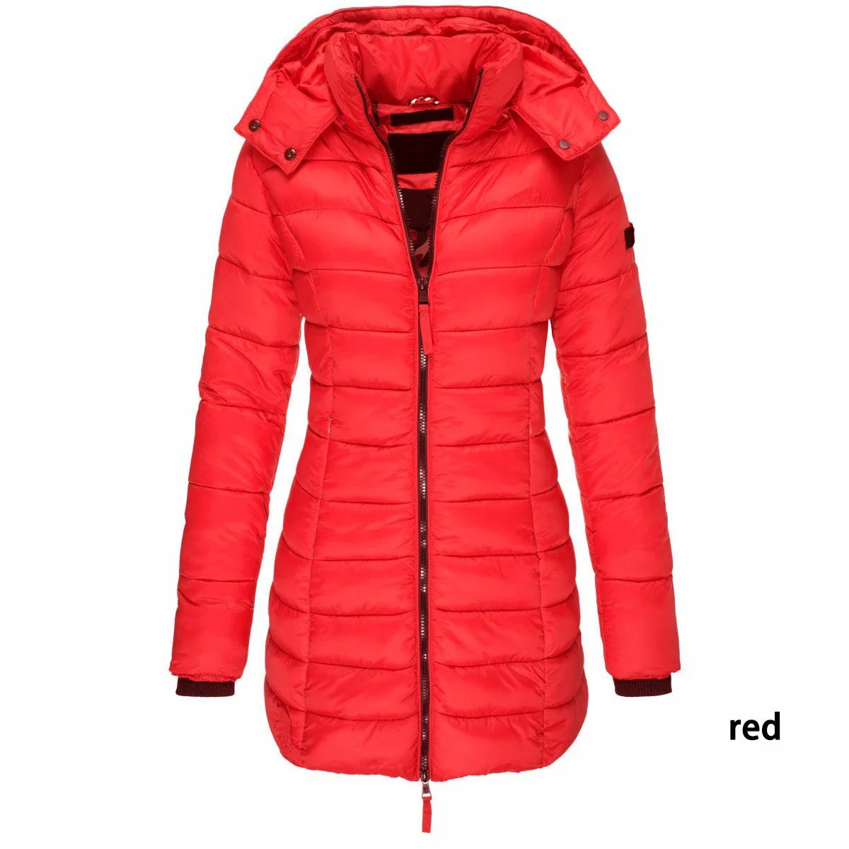 Women's Hooded Padded Cotton Long Sleeve Winter Parka Jacket