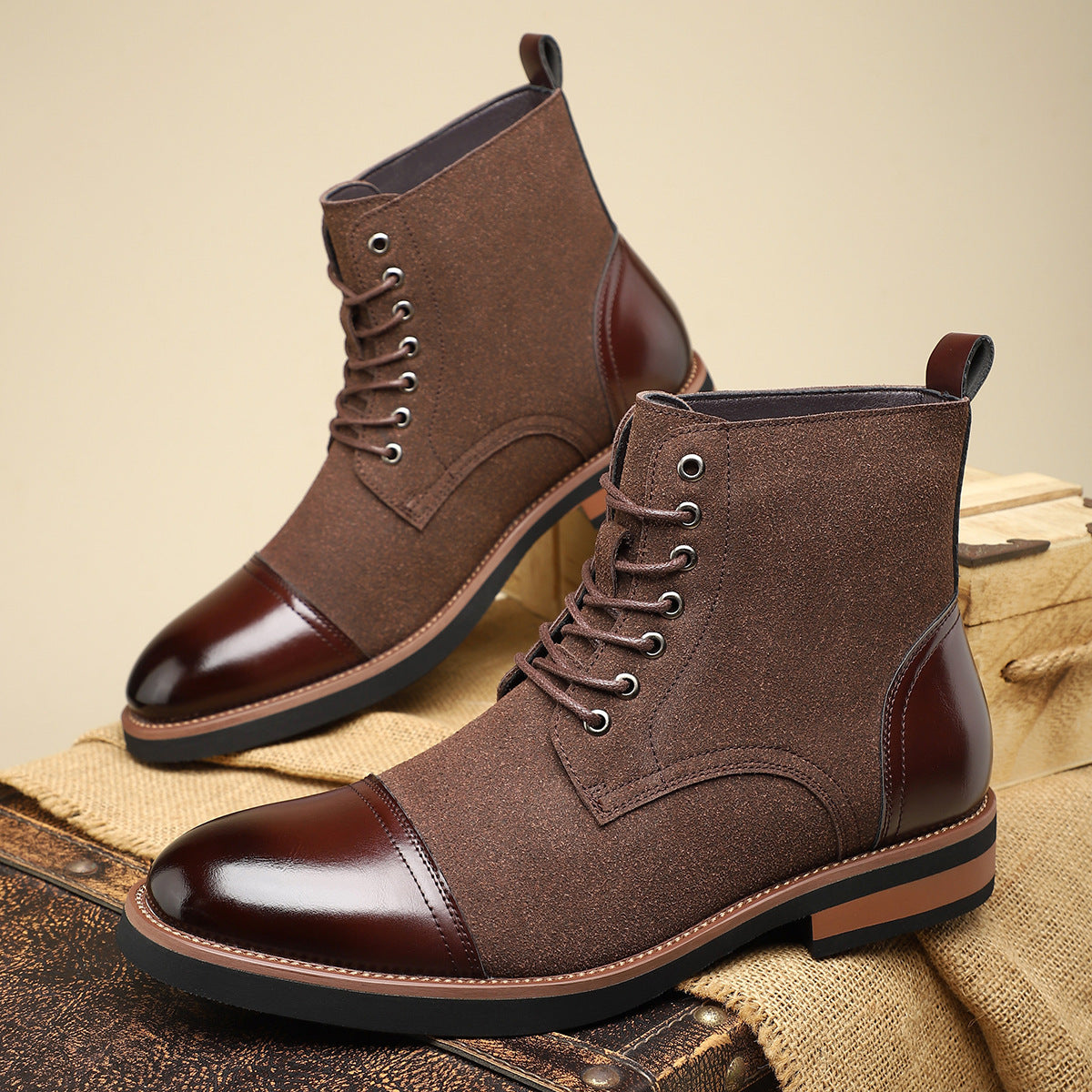Men's Casual Leather Martin Boots Trendy Stylish All Match Footwear