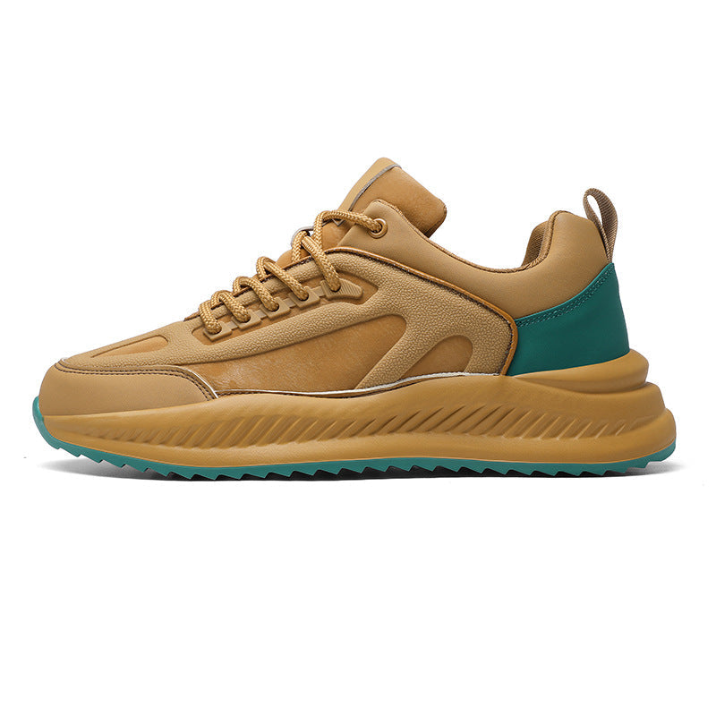 Men's Lightweight Platform Leather Sneakers Casual Comfortable Sporty Style