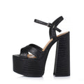 Women's Leather Platform Chunky Heel Sandals For Elegant Summer Fashion