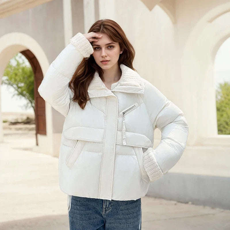 Women's Cotton Padded Cropped Loose Trendy Winter Puffer Jacket