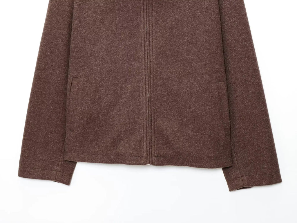 Women's Lapel Woolen Textured Casual Versatile Streetwear Jacket