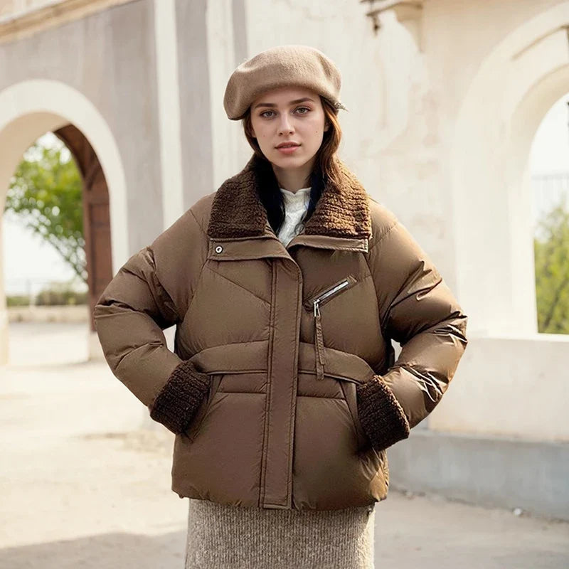 Women's Cotton Padded Cropped Loose Trendy Winter Puffer Jacket