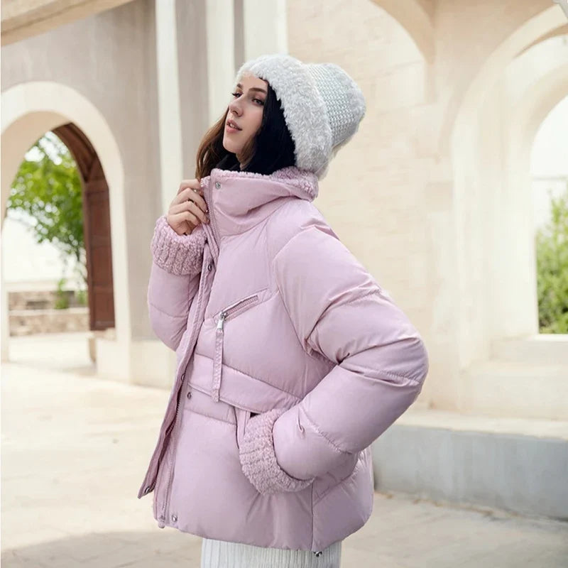 Women's Cotton Padded Cropped Loose Trendy Winter Puffer Jacket