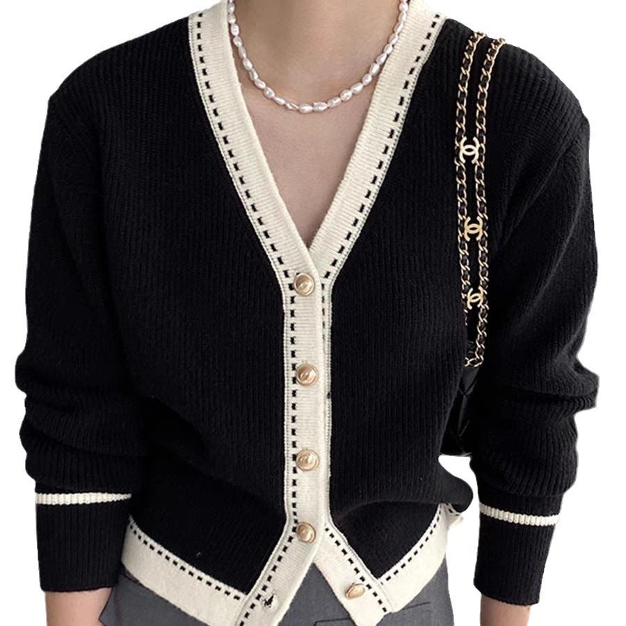 Women's Loose V-Neck Knitted Slimming Bedford Cord Sweater
