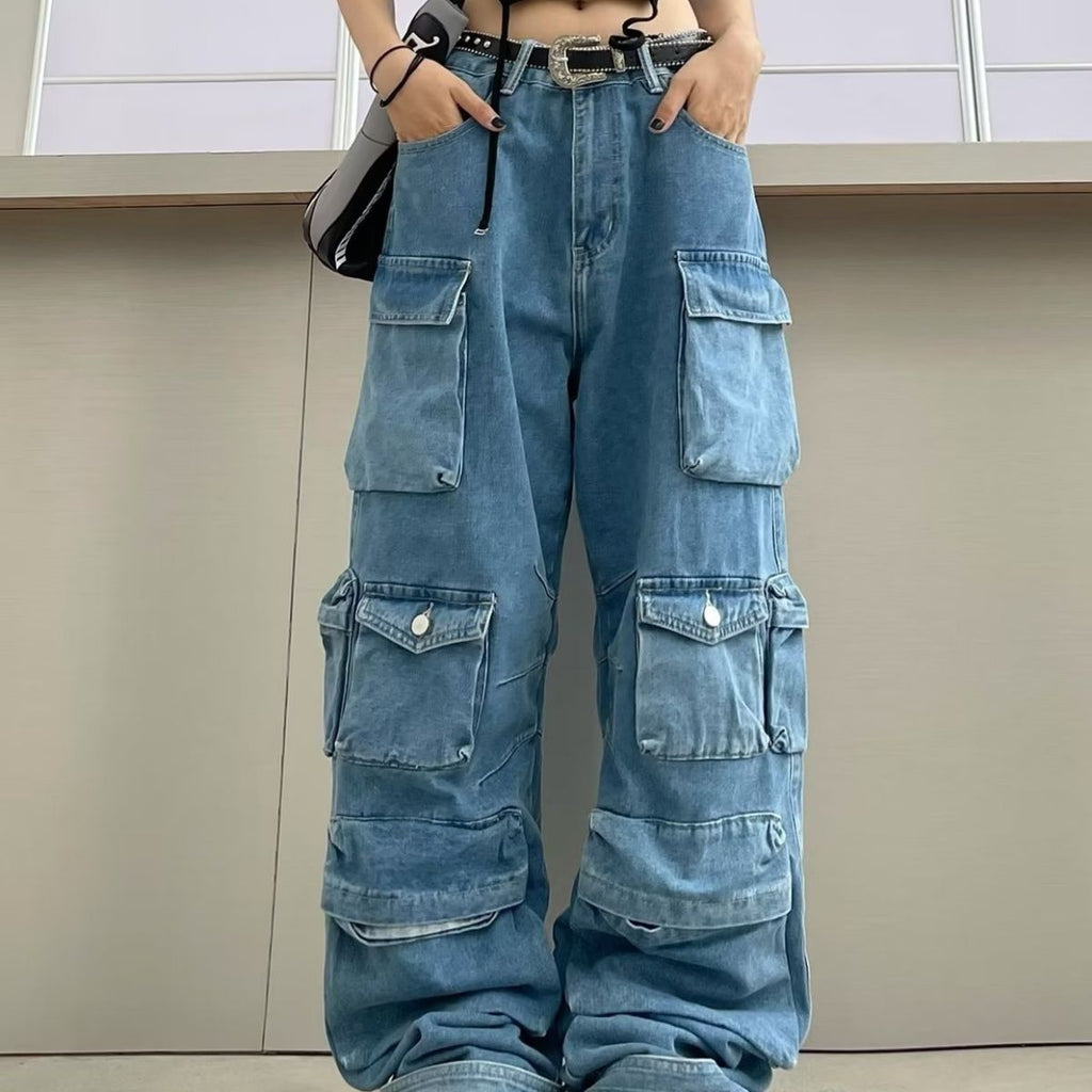Women’s High Waist Wide Leg Tie Dye Street Jeans