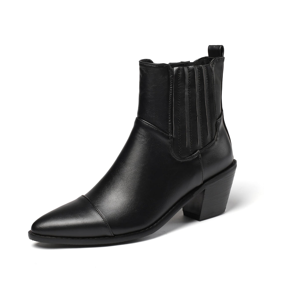 Women's Mid Heel Martin Boots Simple Stylish Solid Color