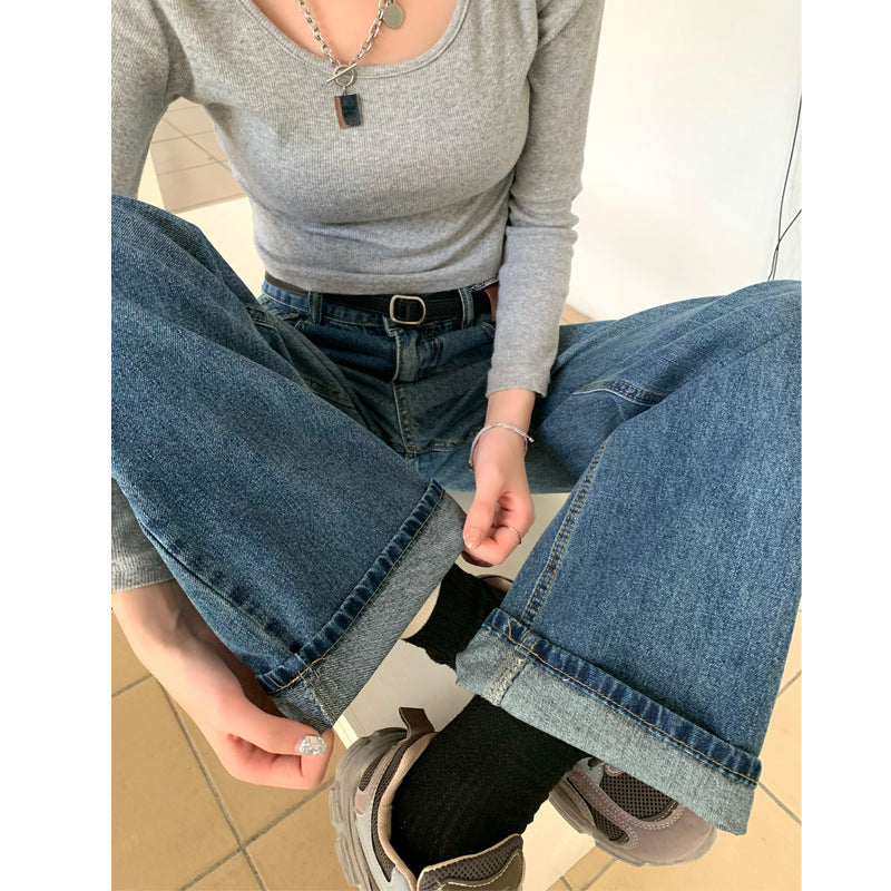 Women’s Retro High Waist Loose Baggy Straight Denim Jeans
