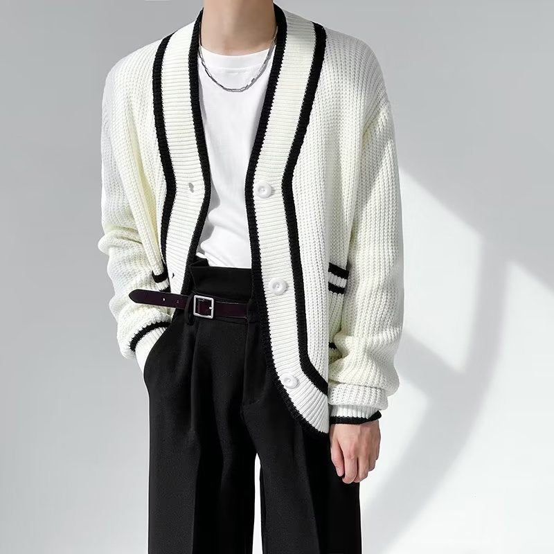 Men's Loose Fit Fashion Cardigan Sweater Jacket With V-Neck
