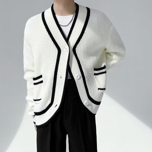 Men's Loose Fit Fashion Cardigan Sweater Jacket With V-Neck