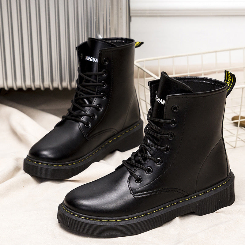 Women's Platform High Top PU Leather Casual Streetwear Martin Boots