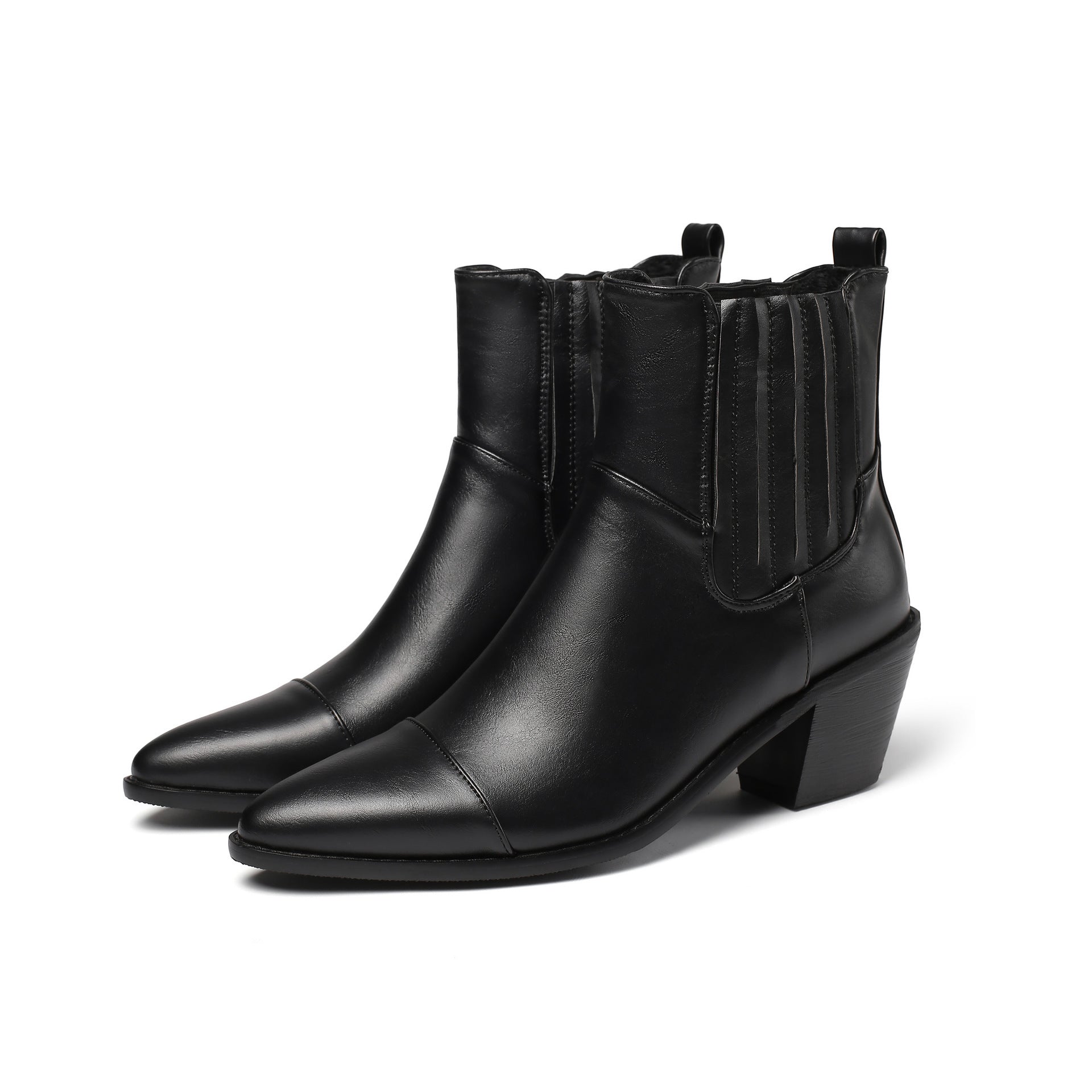 Women's Mid Heel Martin Boots Simple Stylish Solid Color