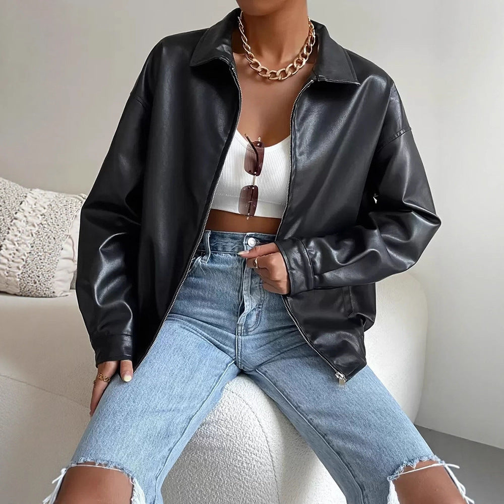 Women's PU Leather Winter Coat for Effortless Chic and Warmth