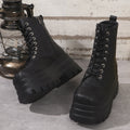 Women's Chunky Platform Plus Round Toe Patchwork Retro Martin Boots