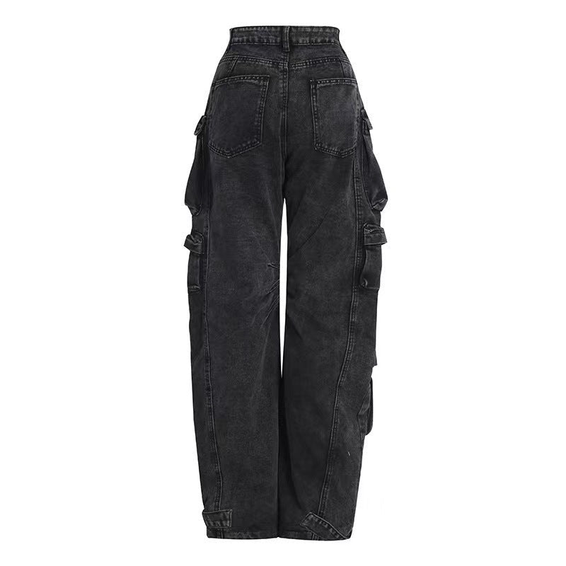 Women’s High Waist Wide Leg Tie Dye Street Jeans